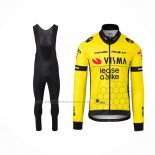 2024 Abbigliamento Ciclismo Jumbo Visma Giallo Nero Manica Lunga e Salopette