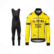 2024 Abbigliamento Ciclismo Jumbo Visma Giallo Nero Manica Lunga e Salopette