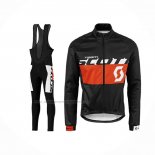 2016 Abbigliamento Ciclismo Scott Arancione Nero Manica Lunga e Salopette