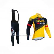 2023 Abbigliamento Ciclismo Jumbo Visma Giallo Nero Manica Lunga e Salopette