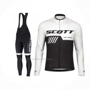 2019 Abbigliamento Ciclismo Scott Nero Bianco Manica Lunga e Salopette