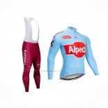 2019 Abbigliamento Ciclismo Katusha Alpecin Blu Rosso Manica Lunga e Salopette