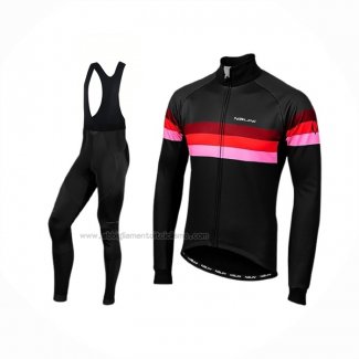 2019 Abbigliamento Ciclismo Nalini Warm 2.0 Nero Rosso Manica Lunga e Salopette